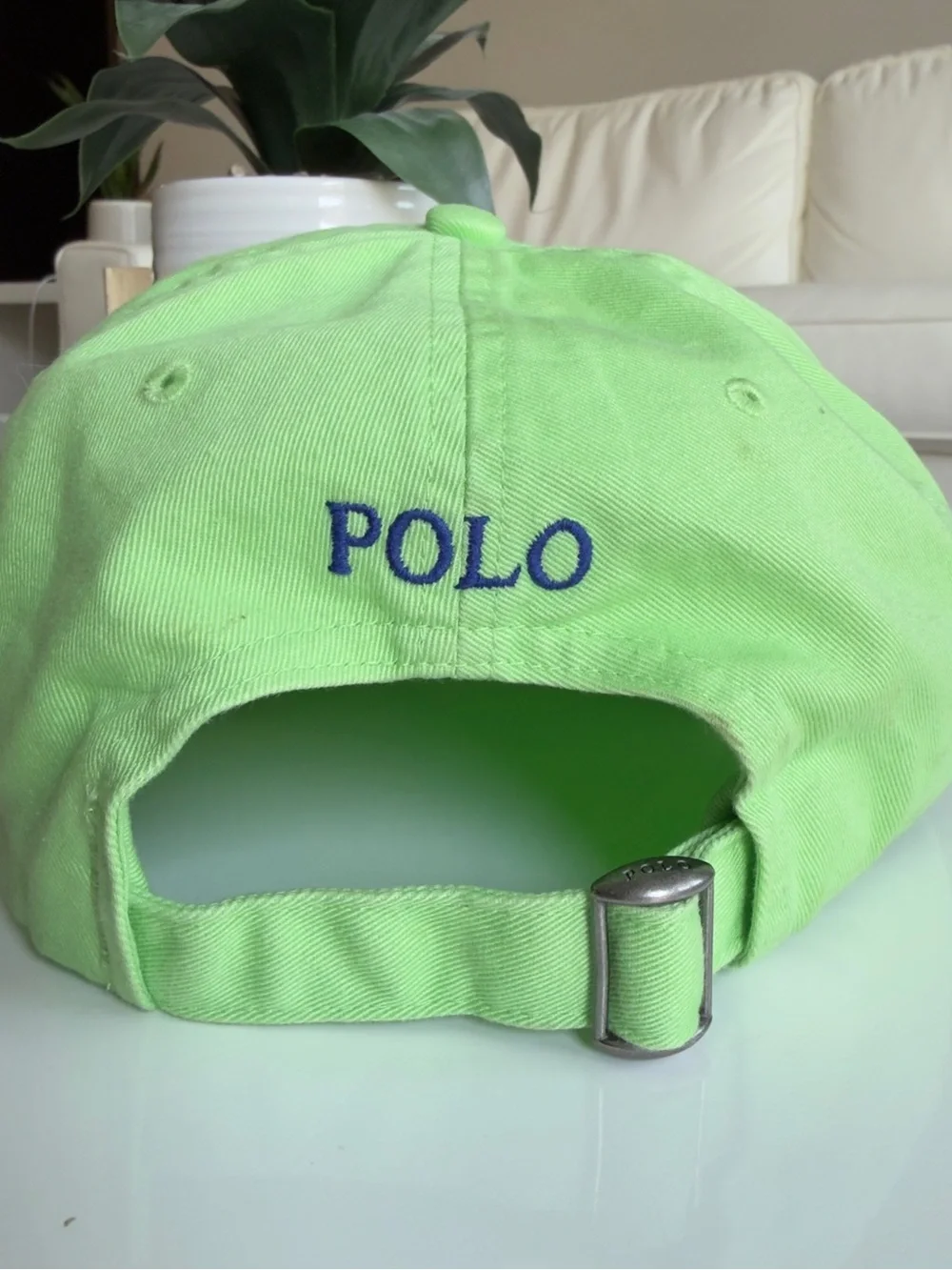 💯 Authentic Polo by Ralph Lauren Lime Green Cap with Navy Pony Logo